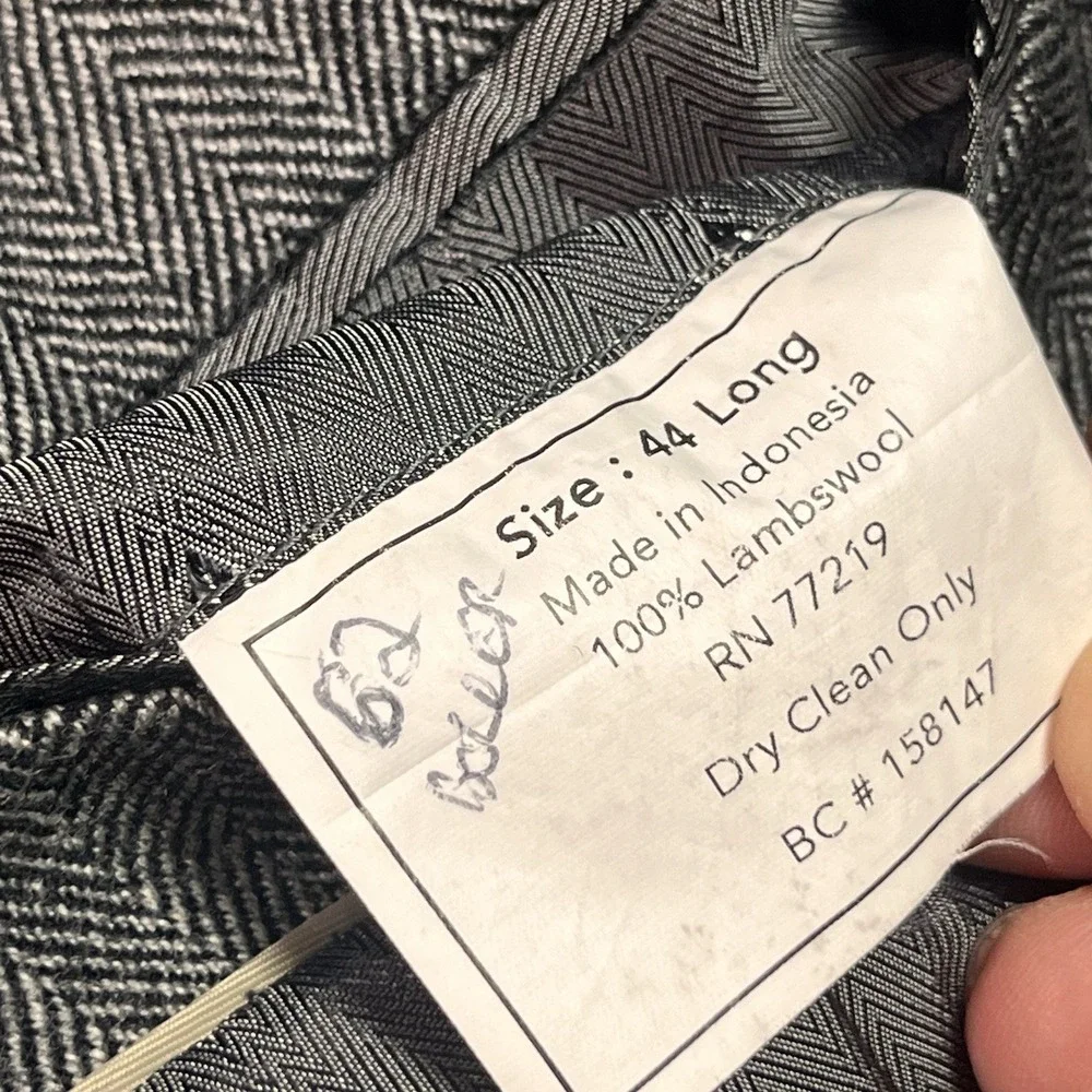 Joseph & Feiss Gold Blazer Mens 44 Long‎ Gray Herringbone Lambswool Sport Coat
